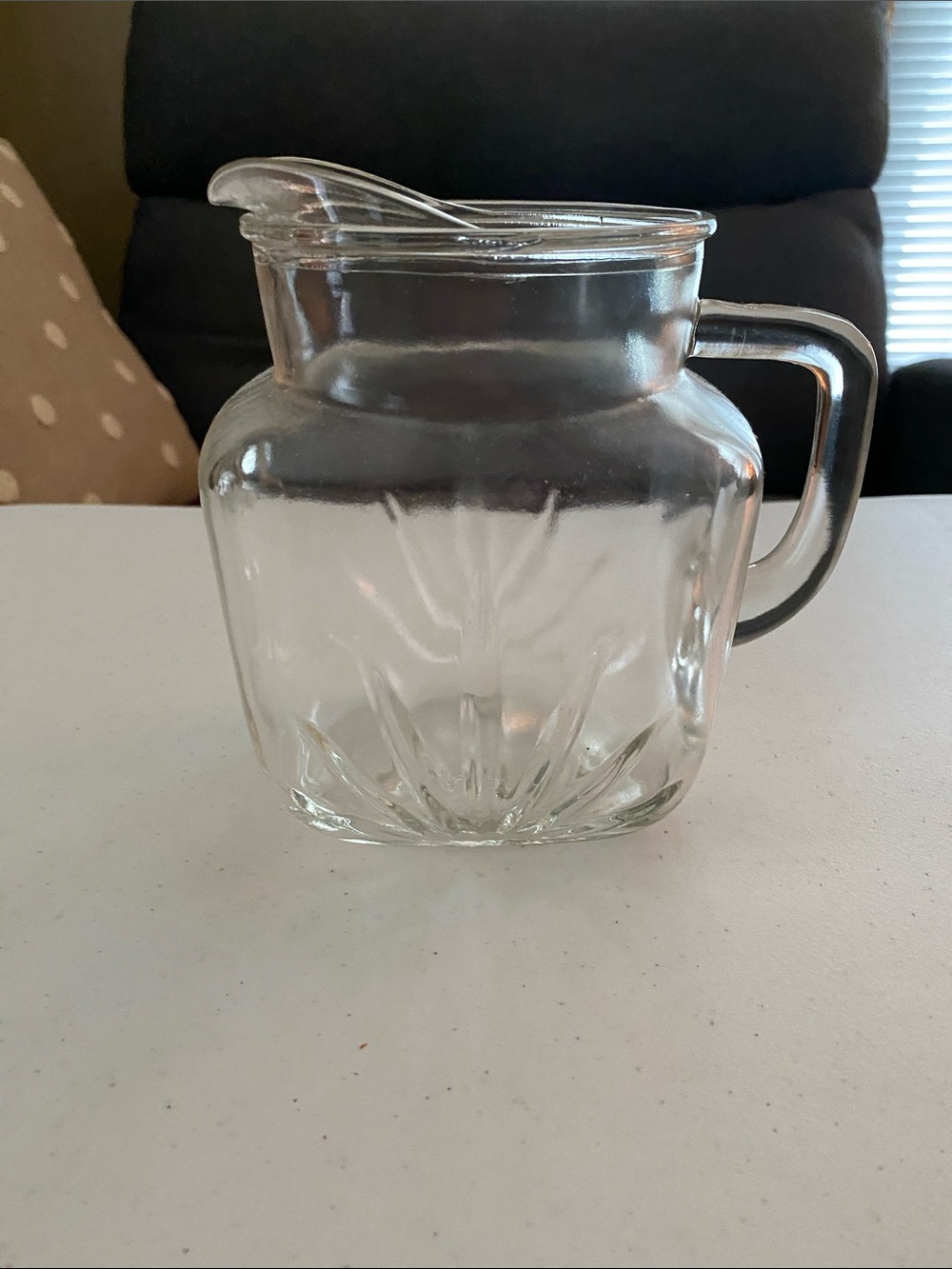 Vintage Federal Glass square starburst juice/water pitcher